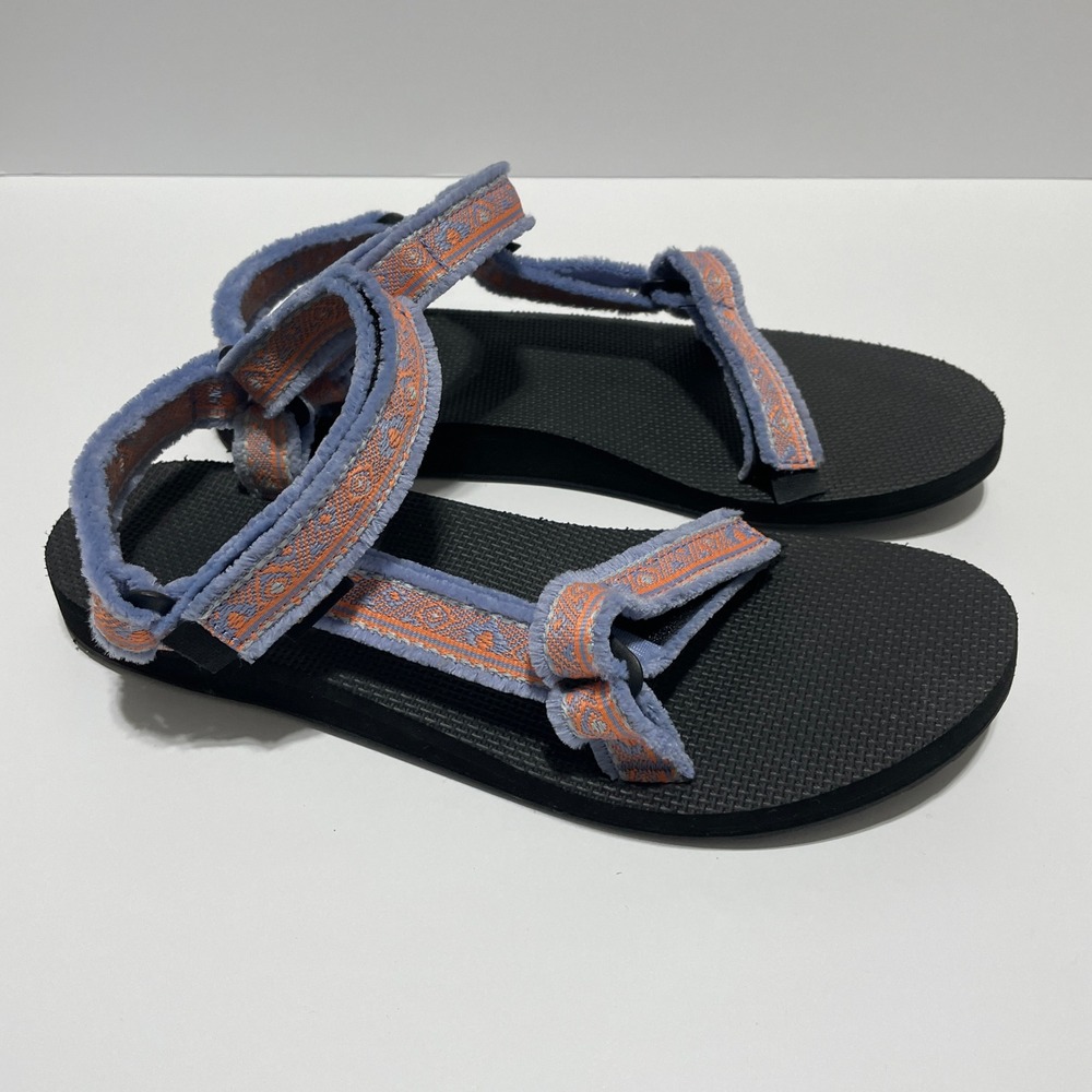 Teva Original Universal Sandals Womens 10 Blue Orange Velvet Trim 1106329